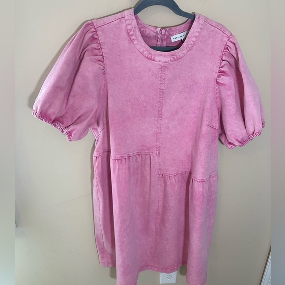 ENGLISH FACTORY Stretch Denim Mini Dress pink size 1X NWT - Picture 2 of 6